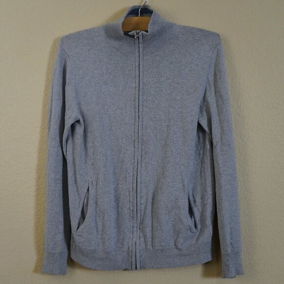 Esprit Men's Cotton Cashmere Full Zip Heather Grey Jacket S Stripe Contrast - Picture 3 of 10